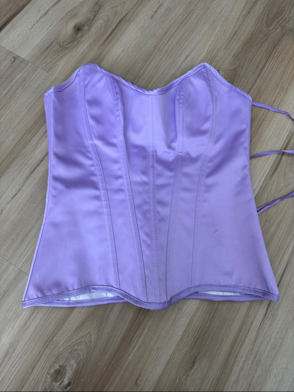 Lavender Satin Lace-Up Corset Top
